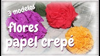 FLORES DE PAPEL CREPE SENCILLAS 3 MODELOS  paso a paso [upl. by Atoiyanap]