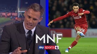 Carragher analyses AlexanderArnolds Beckhamesque freekick technique  MNF [upl. by Ayotnom]