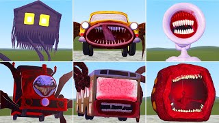 ALL MONSTER HOUSE HEAD BUS EATER SIREN HEAD CHOO CHOO CHARLES CAR EATER TRAIN EATER GMOD [upl. by Henryson]