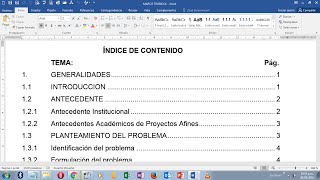 TABLA DE CONTENIDO INDICE EN WORD 2016 [upl. by Atinid]