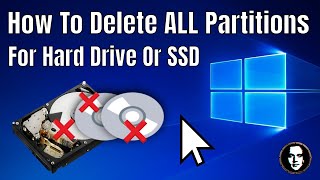 How To Delete All Partitions On A Hard Drive Or SSD Using Windows 10 [upl. by Sivolc]