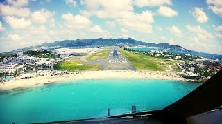 Cockpit Landing at StMaarten SXM Netherlands Antilles Pilots View [upl. by Aleka369]