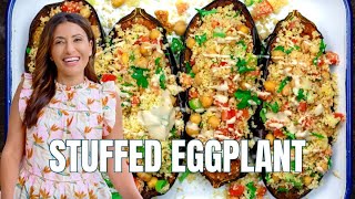 Easy Vegetarian Stuffed Eggplant  The Mediterranean Dish [upl. by Tryck]