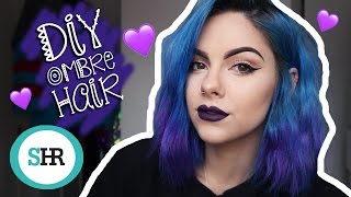 How To DIY OMBRE HAIR in Blue amp Purple [upl. by Aisanahta493]