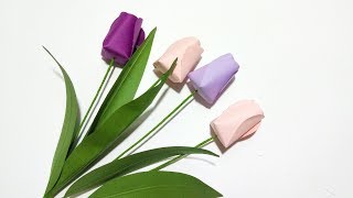 Como hacer flores de papel Tulipanes Super faciles y rapidas  DIY Manualidades 103 [upl. by Sillig]