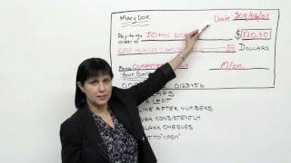 Practical English How to write a check [upl. by Nwahsav]