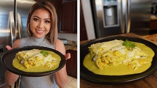 PASTEL AZTECA IN CREAMY POBLANO SAUCE  MEXICAN TORTILLA CASSEROLE [upl. by Htyderem]