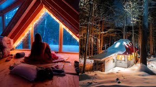 First Winter Overnight in my Off Grid Cabin [upl. by Comyns]