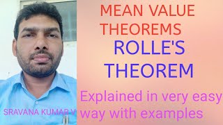 ROLLES THEOREM IN TELUGU statement and Problems [upl. by Arahsat]