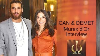 Can Yaman amp Demet Ozdemir ❖ Interview ❖ Murex dOr ❖ Can speaking English ❖ 2019 [upl. by Elletsirhc361]