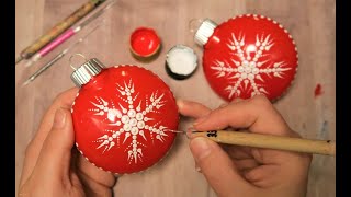 CLASSIC Dot Mandala Snowflake Ornament Painting CUTE amp EASY [upl. by Gleich]