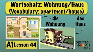 A1 German lesson 44  Learn German Vocabulary  Wohnung amp Haus  Apartment amp house [upl. by Ettennaj]