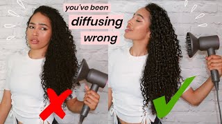 HOW TO DIFFUSE CURLS IN 10 MINUTES NO FRIZZ NO SHRINKAGE [upl. by Aztinaj]