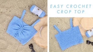 Easy Crochet Crop Top DIY Tutorial [upl. by Lahcsap834]