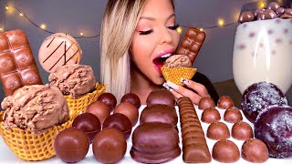 ASMR CHOCOLATE BUBBLE PARTY LINDOR MOCHI CHOCOLATE ICE CREAM WAFFLE BOWL VIVA PUFFS MUKBANG 먹방 [upl. by Farlee]