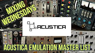 ACUSTICA AUDIO PLUGINS  What they are emulating UNOFFICIAL hardware sampling master list 2020 [upl. by Merrel]