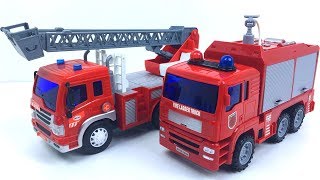 CAMIONES DE BOMBEROS CON LUCES SONIDOS ESCALERA Y ACCESORIOS  COCHES INFANTILES QUE ECHAN AGUA [upl. by Nnawtna]