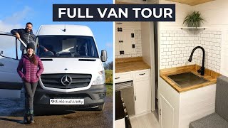 VAN TOUR  DIY Sprinter Van Conversion with Full Bathroom  Gorgeous Tiny Home For Off Grid Living [upl. by Saba430]