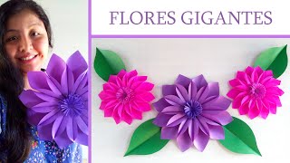 DIY  FLORES gigantes de papel  FLOR para decorar  paper flower  Muy Lindas 🌺 [upl. by Erdman]