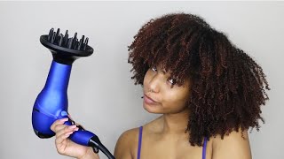 Diffusing And Stretching Type 4 Natural Hair  Minimize Shrinkage Frizz And Dry Time [upl. by Elpmid]