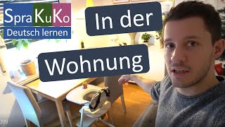 Deutsch lernen  In der Wohnung  Wortschatz Möbel  Einrichtungsgegenstände [upl. by Hareehahs]