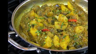 Curry Eggplant  Potato Baigan amp Aloo Vegan  CaribbeanPotcom [upl. by Ahsiyn]