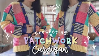 🌼 crocheting a patchwork cardigan for the first time 🌼 [upl. by Marela]