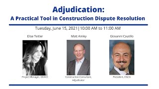 Adjudication – A Practical Tool in Construction Dispute Resolution [upl. by Drofwarc]