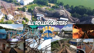 MOVIE PARK GERMANY  ALL ROLLER COASTERS  2022 [upl. by Bamby]