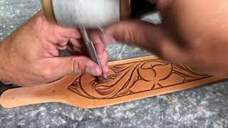 Leather tooling How to add shading [upl. by Aldarcy]