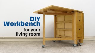 Foldable Workbench for your Living Room  DIY IKEA Hack [upl. by Manton]