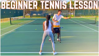 Beginner Tennis Lesson  Forehand Backhand amp Serve Learned in Just 30 Minutes [upl. by Lutero]