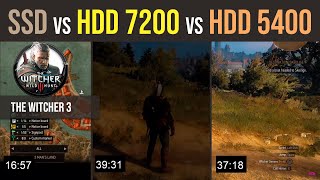 EVO 850 SSD vs HDD 1TB 7200 rpm vs HDD 1TB WD Red 5400 rpm The Witcher 3 [upl. by Aihsiek]