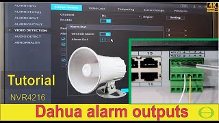 How to setup the alarm outputs on a Dahua NVR  connect a siren and light to NVR  Tutorial [upl. by Sigler]