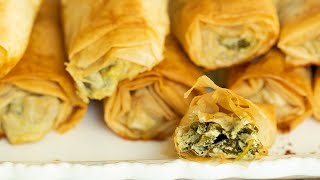 Spanakopita Rolls ​Greek Spinach with Feta Phyllo Rolls for Thanksgiving [upl. by Airdnahs285]