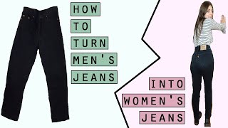 DIY  How to turn mens jeans into womens jeans  Easy Tutorial [upl. by Hrutkay]