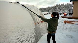 First Snow at the Off Grid Cabin  Tiny Home Loft Tour [upl. by Kirre]