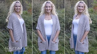 HOW to CROCHET POCKET SHAWL  Easy Wrap with Pockets by Naztazia [upl. by Irme]