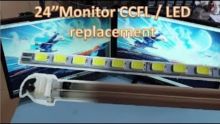 24 Monitor repair Replacing old CCFL with LED [upl. by Haddad620]