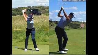 Justin Thomas golf swing  Long Iron faceon amp downtheline July 2017 [upl. by Imtiaz]