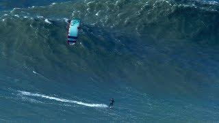 BIGGEST Wave Kite Surfed by Nuno Figueiredo at Nazare  Hard Rock version [upl. by Cartie717]