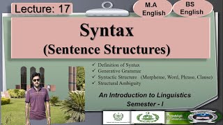 Syntax  Syntactic Analysis  Structural Ambiguity  Lecture 17 Linguistics I [upl. by Elvia150]