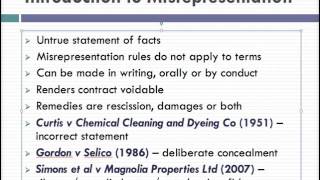 Misrepresentation Lecture 1 of 4 [upl. by Bunnie441]