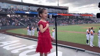 5YearOld Ella Tokita Sings National Anthem at Las Vegas Aviators Game [upl. by Shandie]