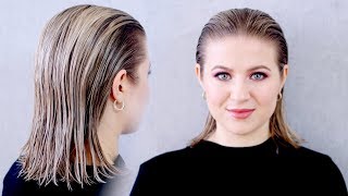 How To Achieve the quotWetquot Slicked Back Hairstyle SUPER EASY [upl. by Tsnre11]