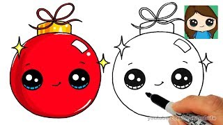 How to Draw a Christmas Ornament Easy and Cute [upl. by Lonyer504]