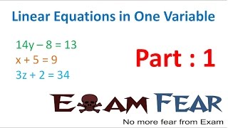 Maths Linear Equation in 1 Variable part 1 Introduction CBSE Class 8 Mathematics VIII [upl. by Filiano]