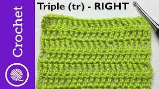 How to Triple Crochet  Beginner Crochet Lesson 4  Right Handed CC [upl. by Annovahs]