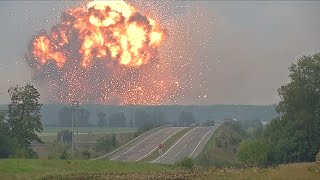 Massive explosion at Ukrainian military ammunitions depot [upl. by Pfaff]