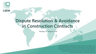 Webinar Dispute Resolution amp Avoidance in Construction Contracts [upl. by Benenson]